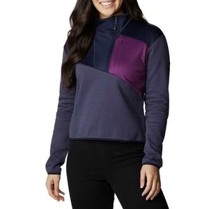 Columbia Women’s Lodge Hybrid Pullover Blue Mock Neck Sweatshirt NWT Large